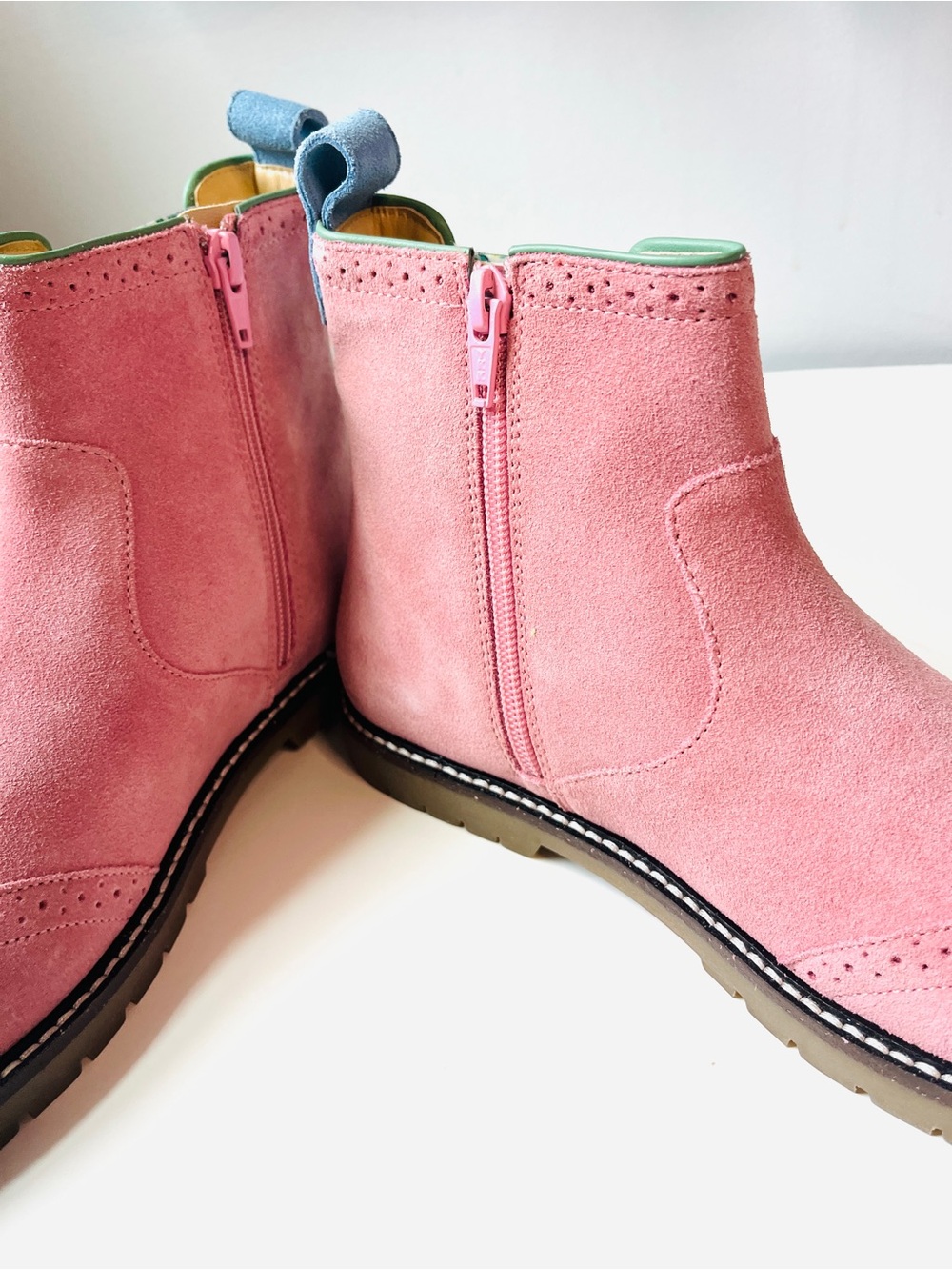 Boden Pink Suede Chelsea Boot with Floral Side Panel - Picture 3 of 6